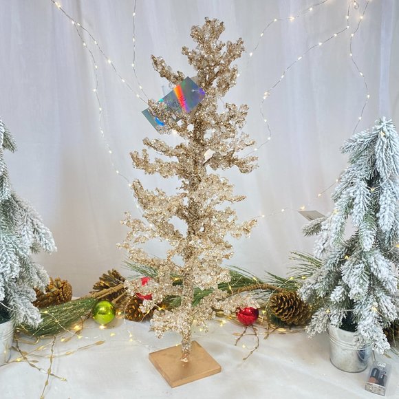 Rachel Zoe Jeweled Cluster Crystal Glass Gold Holiday Christmas Tree 24" New - Picture 1 of 16